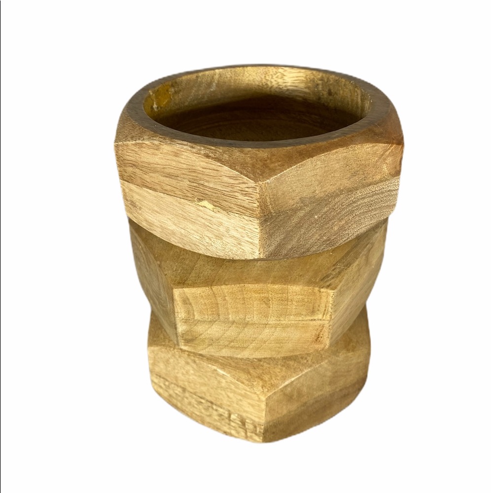 Eclectic Wood Candle Holder by Three Hands Corp
